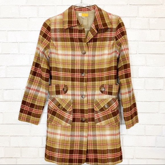 Tulle Anthropology Button Up Plaid Coat - Picture 1 of 6